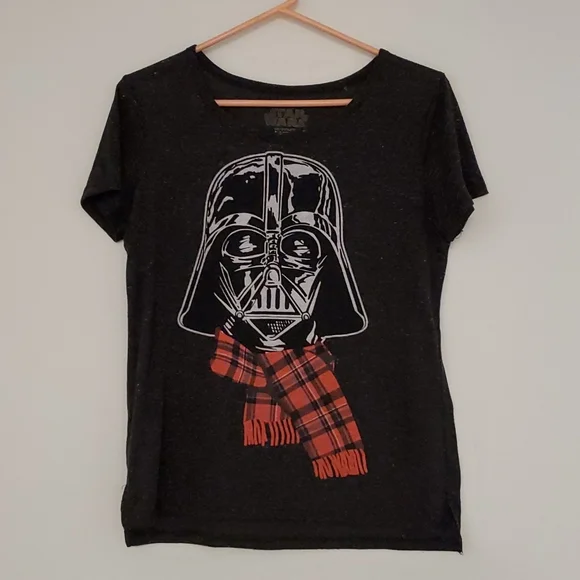 Darth Vader Star Wars plaid scarf Holiday themed tee shirt  unisex Med - Picture 4 of 6